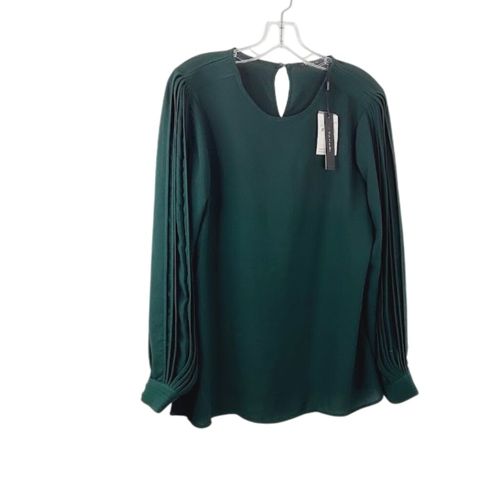 TTahari Women's Teal Flare Long Sleeve Casual Blouse Top Size Small